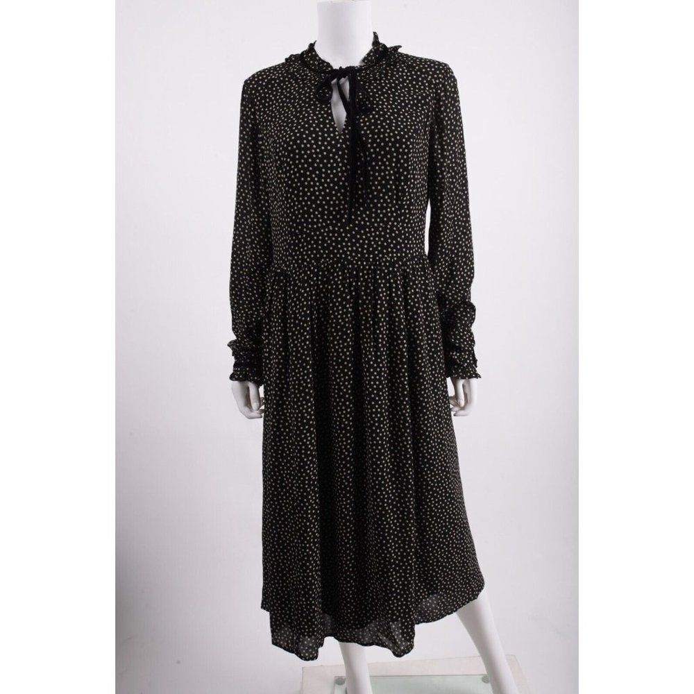 Boden Womens Cecilia Midi Dress UK 14 US 10 Black White Polka-Dot NWT